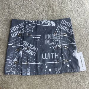 With Jean mini skirt